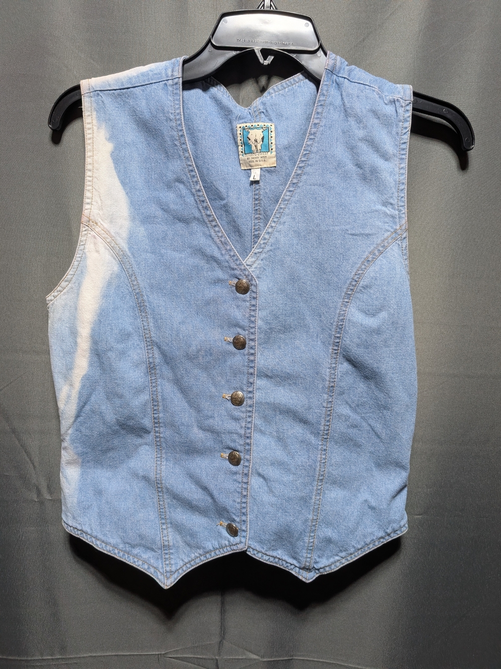Vintage 90s Light Blue Denim Vest - Sleeveless Button-Front